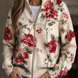 Yolanda | Cárdigan de punto con estampado vintage de rosas