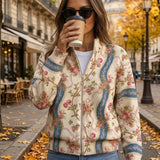 Alicia | Cárdigan de punto con motivo de enredaderas de rosas