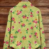 Mercedes | Cárdigan de punto verde con estampado floral