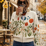Vanesa | Cárdigan de punto con estampado de flores silvestres