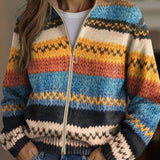 Lorena | Cárdigan de punto con patrón zigzag multicolor