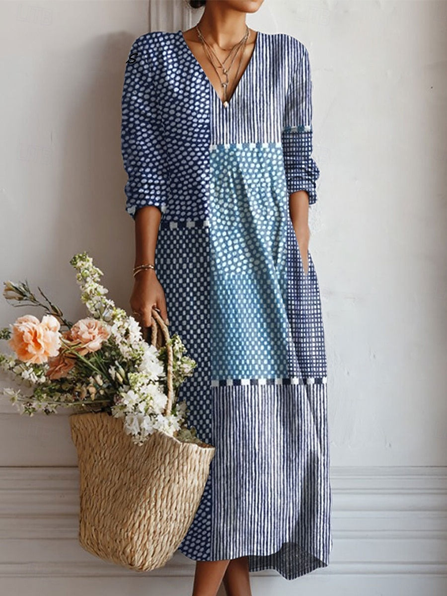 Clemencia | Vestido largo Mosaico Azul
